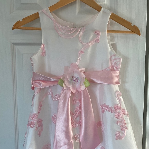 Flower Girl, Party, Princess, Halloween Dress Size 8 White Pink Floral Sash - Picture 2 of 16